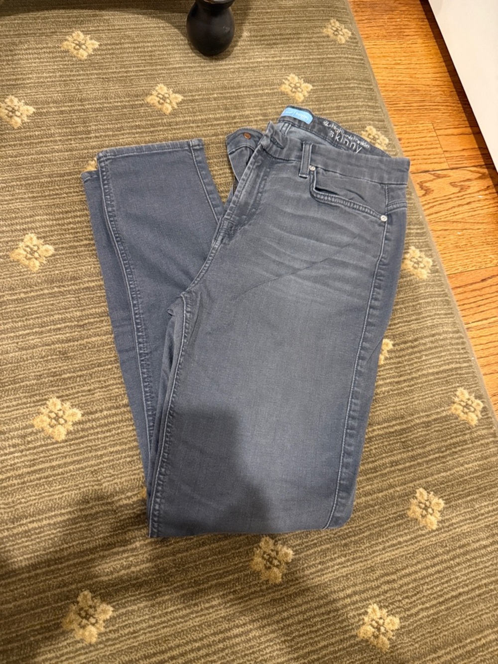 7 For All Mankind High-Rise Straight Jeans in Faded Blue-Gray